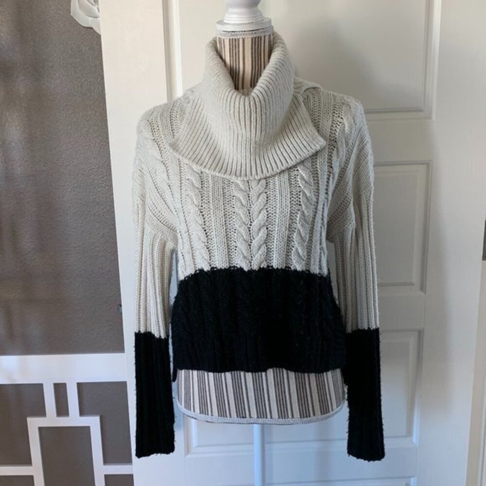 BP. Colorblock Cowl Neck Asymmetrical Sweater